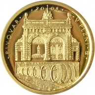 Zlatá mince 2500 Kč Pivovar v Plzni 2008 Proof 