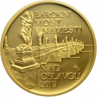 Zlatá mince 5000 Kč Barokní most v Náměšti nad Oslavou 2012 Proof 