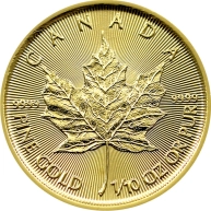 Zlatá investiční mince Maple Leaf 1/10 Oz 