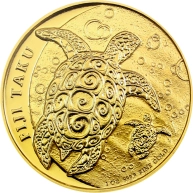 Zlatá investiční mince Fiji Taku Hawksbill Turtle - Kareta pravá 1 Oz