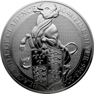 Stříbrná investiční mince The Queen's Beasts The Black Bull 10 Oz 2019