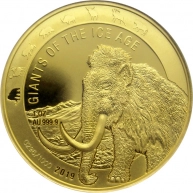 Zlatá investiční mince Obři doby ledové - Mamut srstnatý 1 Oz 2019