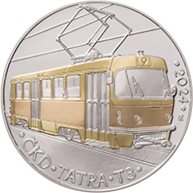 Stříbrná mince 500 Kč Tramvaj ČKD Tatra T3 2024 Proof