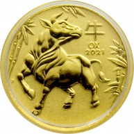 Zlatá investiční mince Year of the Ox Rok Buvola Lunární 1/10 Oz 2021