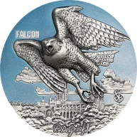 Stříbrná kolorovaná mince 3 Oz Urban Hunters - Sokol 2022 Antique Standard