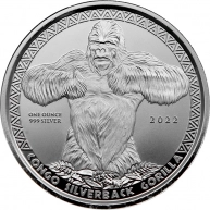 Stříbrná investiční mince Kongo Gorila 1 Oz 2022
