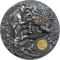 Stříbrná mince Shaolin Kung-fu - Drak 2 Oz 2023 Antique Standard