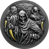 Stříbrná pozlacená mince Assassins - Sicarii 2 Oz High Relief 2022 Antique Standard