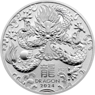 Stříbrná investiční mince Year of the Dragon Rok Draka Lunární 1 Oz 2024