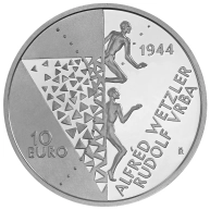 Stříbrná mince Podání Zprávy o vyhlazovacích táborech Auschwitz a Birkenau - 80. výročí 2024 Standard