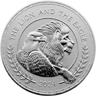 Stříbrná investiční mince British Lion and American Eagle 1 Oz 2024