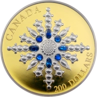Zlatá mince Brož sněhová vločka k safírovému jubileu QEII 2024 Proof