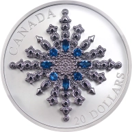 Stříbrná mince Brož sněhová vločka k safírovému jubileu QEII 2024 Proof