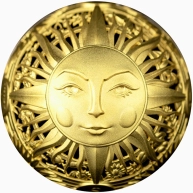Stříbrná pozlacená mince Slunce a Měsíc 2 Oz 2024 Antique Standard